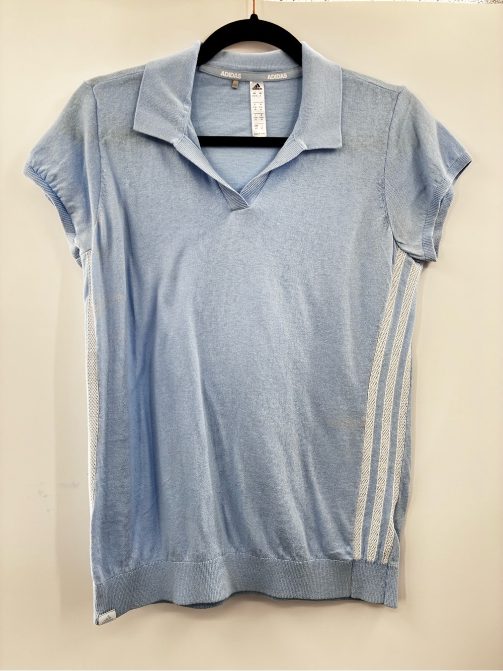 Adidas Women's Light Blue Polo Knit Top size Small